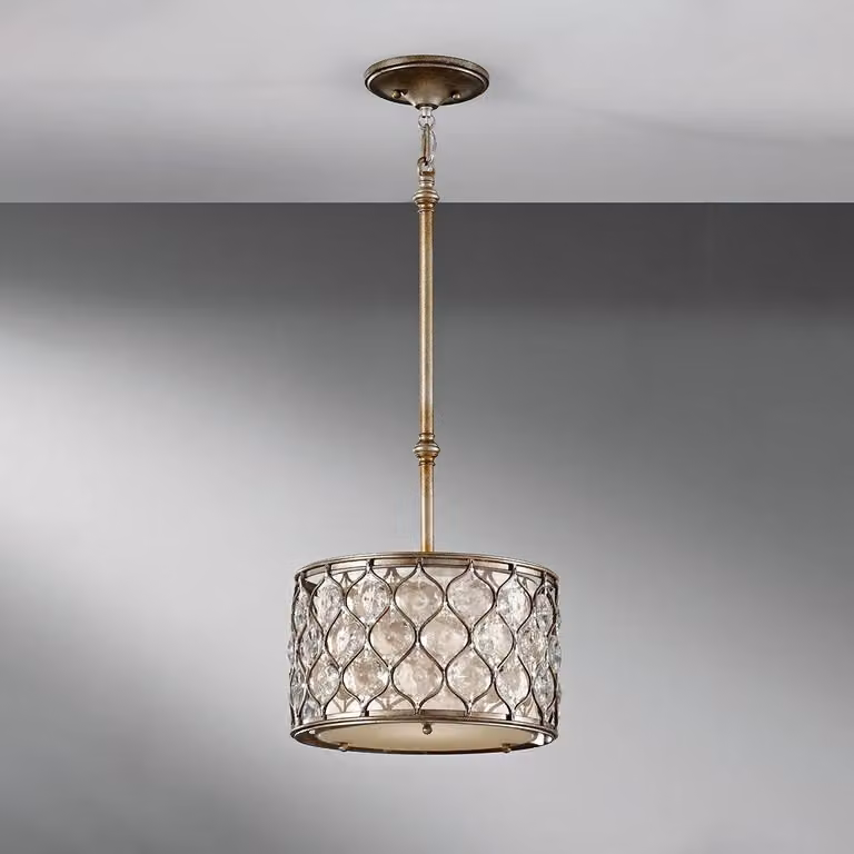 Netlighting Lucia Cylindrical Pendant Ceiling Light in Polished Silver with E27 Socket