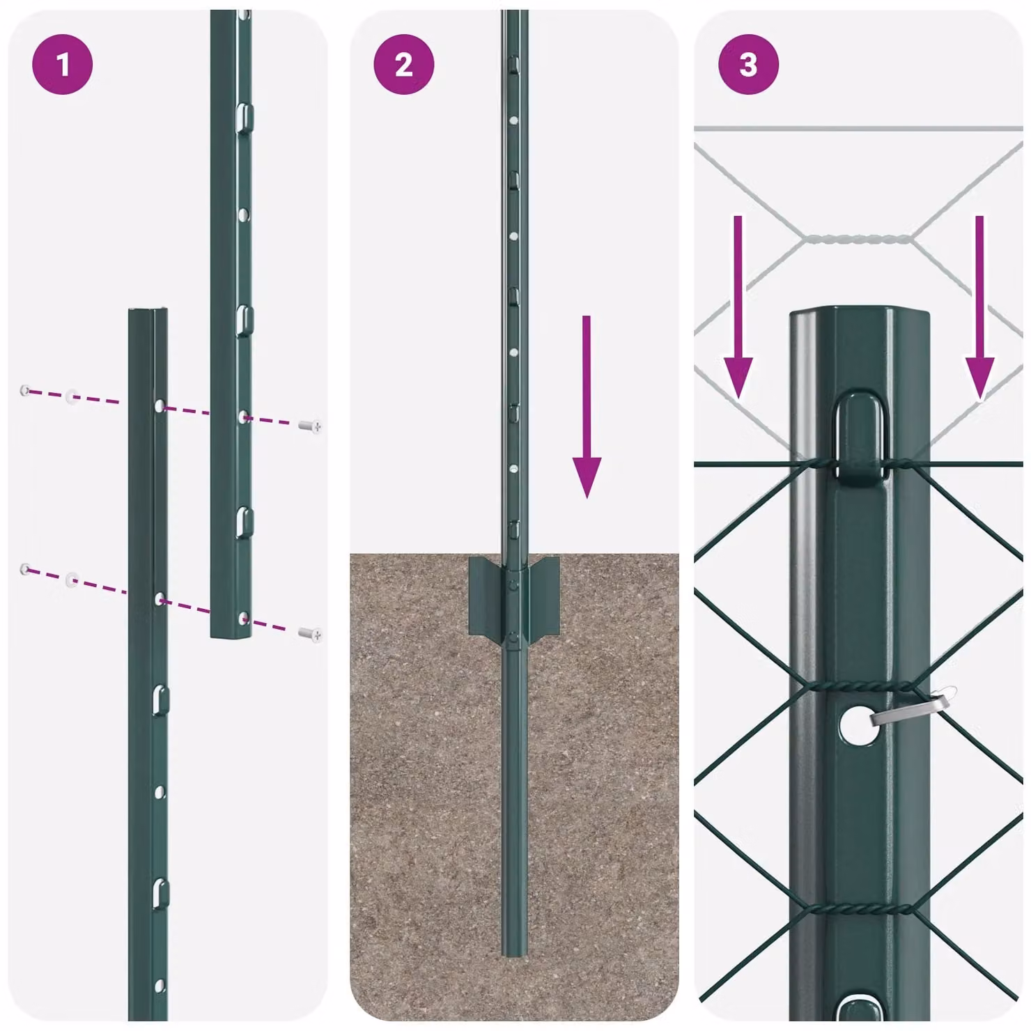 Berkfield Home Green Steel U-Channel Fence Posts, 5 Pieces, Height: 140 cm – 5