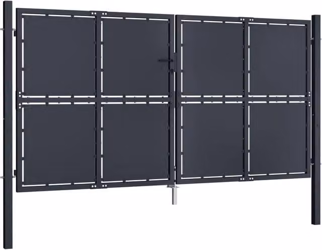 Berkfield Home Steel Swing Garden Gate in Anthracite Grey, W: 300 cm, H: 200 cm