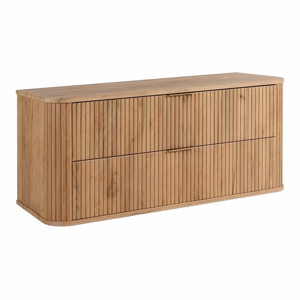 Heze Furniture Glamour Style 2 Drawer Bathroom Vanity Cabinet in Brown, W: 120 cm, D: 41.5 cm, H: 51.7 cm – 2