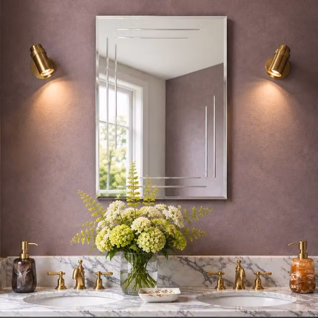 Modern Rectangular Glass Wall Mirror in Silver, W/H: 60.0 x 45.0 cm