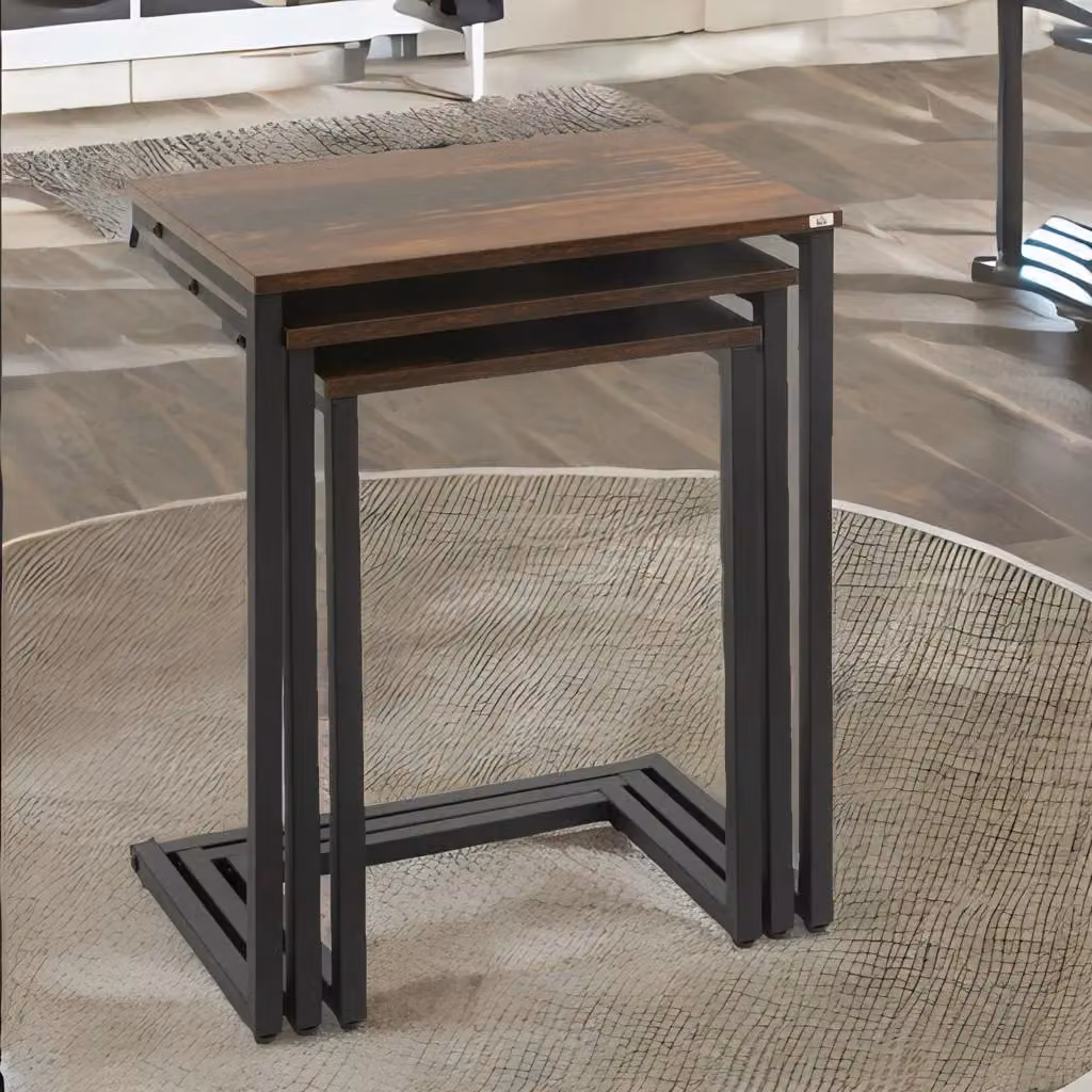 Rafaelo Mobilia 3 Piece C-Shaped Nesting Tables in Brown and Black – 3