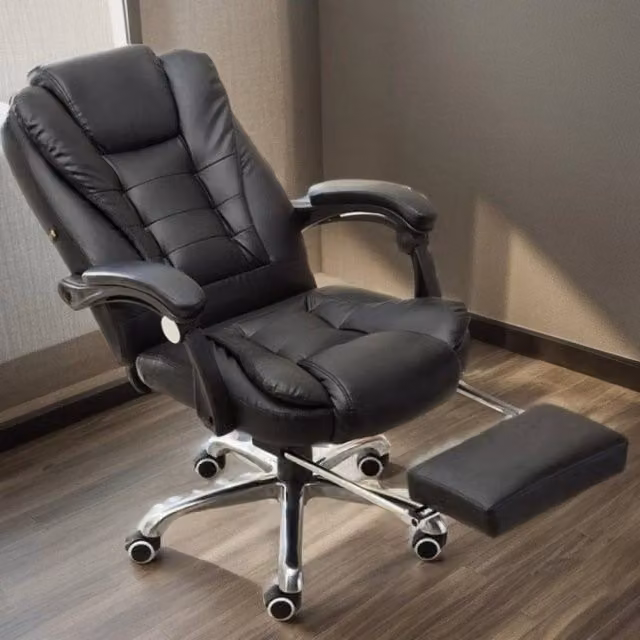 NESTLUNE 8-Point Massage Gaming and Office Chair in Black with Synthetic Leather and Armrests – 1