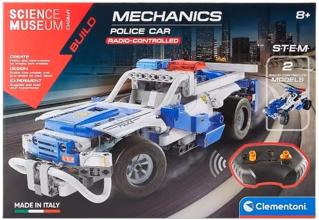 Clementoni Build Your Own Remote Control Police Car Mechanics Lab in Blue
