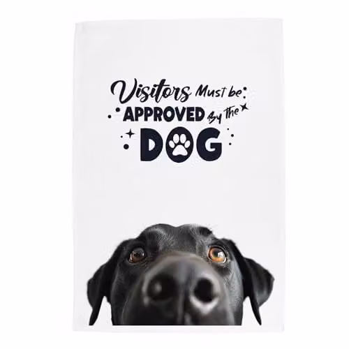 Purely Home Peeping Black Labrador Tea Towel, Multicolour, W: 67 cm, H: 45 cm