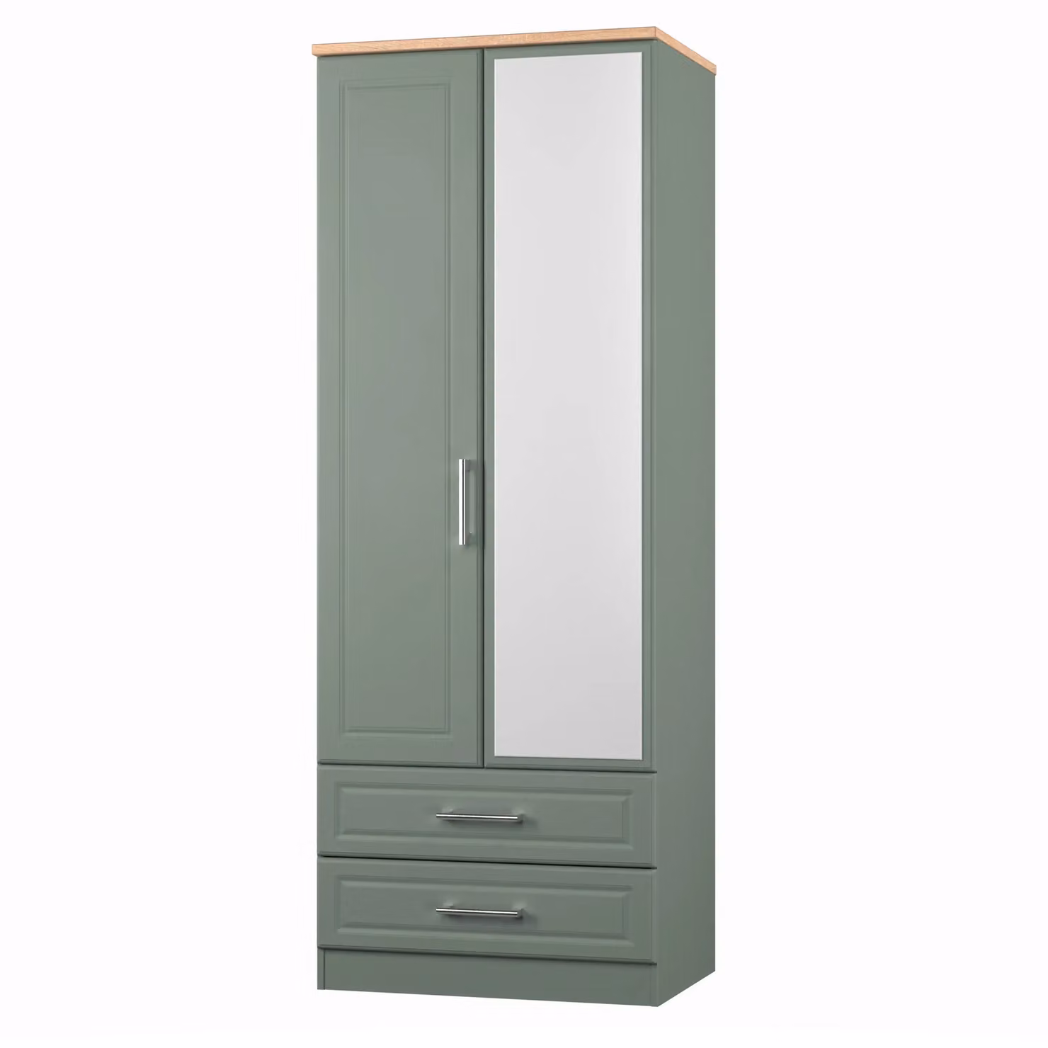 Ready Assembled 2 U Norfolk 2 Door 2 Drawer Mirrored Wardrobe in Pale Green – 2