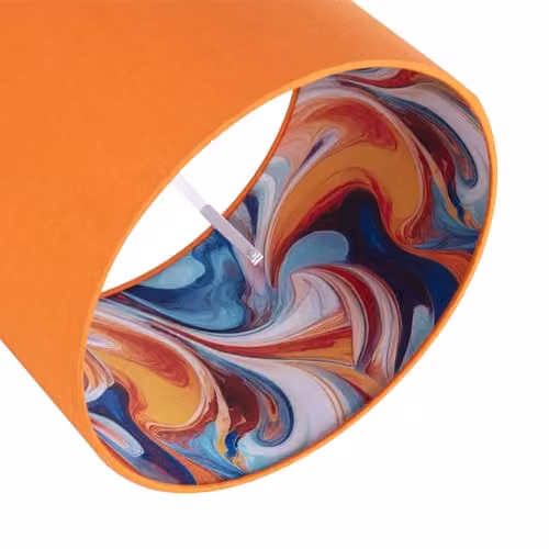 Happy Homewares Orange Linen Fabric Lamp Shade with Multi Colour Marble Design, W: 30 cm, H: 20 cm – 2