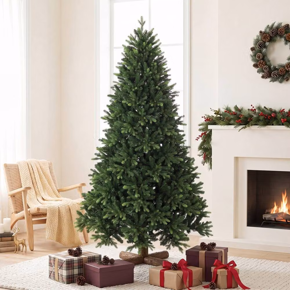 HOMCOM 7ft Artificial Christmas Tree with Solid Fir Wood Stand, Green – 2