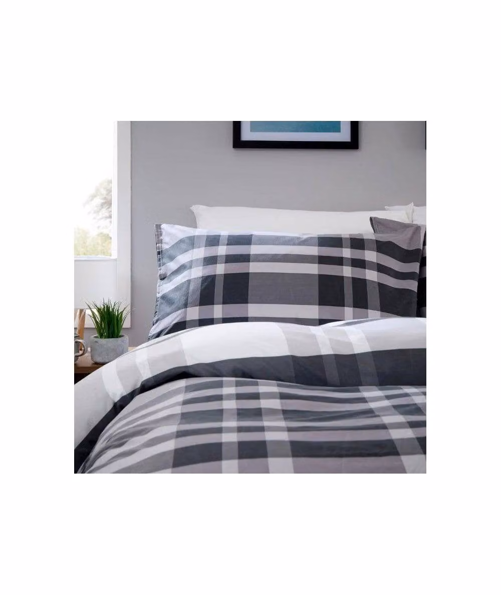 New Edge Blinds Dylan Check Seersucker Duvet Cover in Grey, 140 x 200 cm – 2