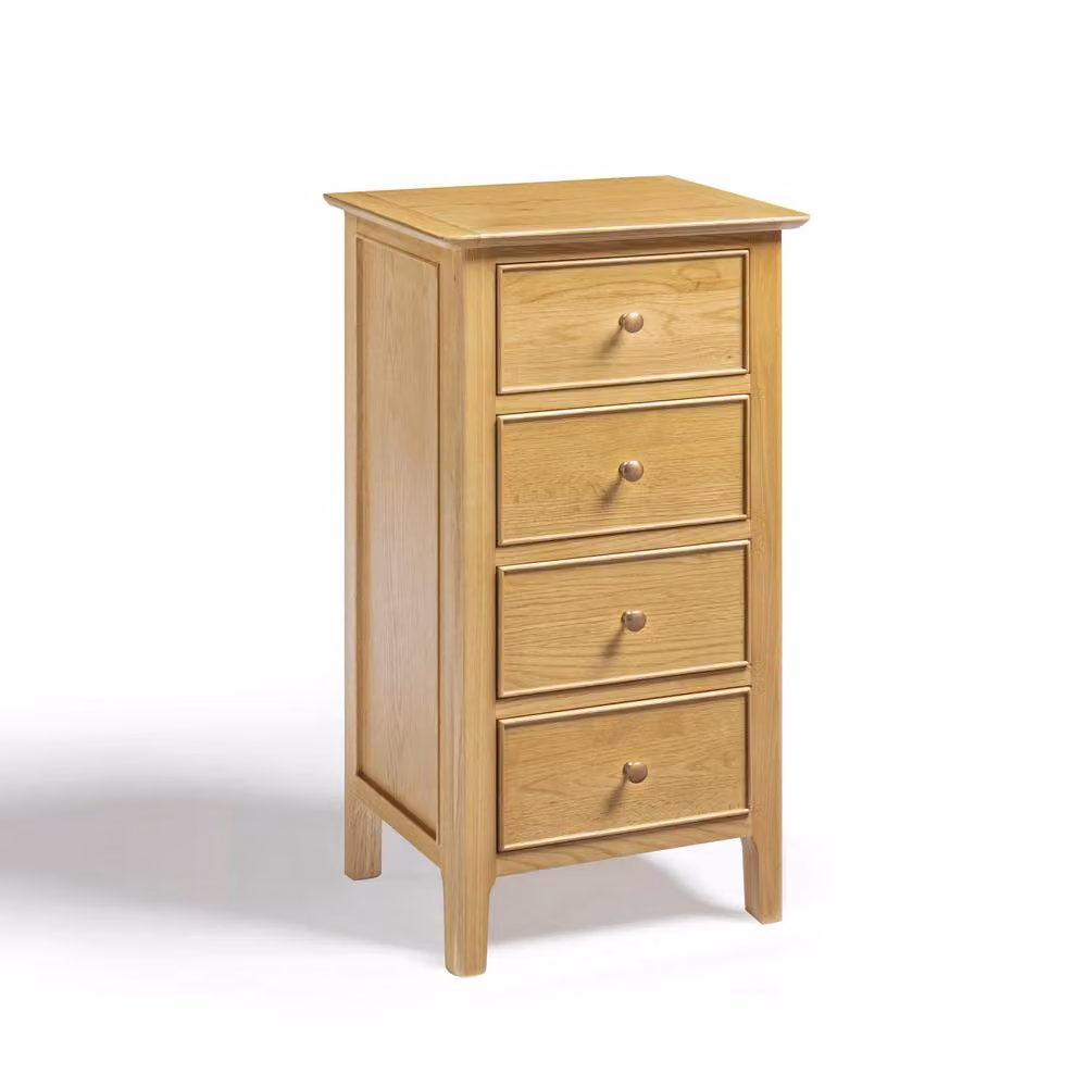 FurnitureboxUK Belle 4 Drawer Tall Solid Oak Small Chest of Drawers in Light Brown – 2