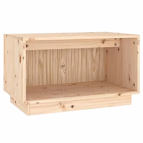 vidaXL Solid Wood Pine Wall Mounted TV Cabinet and Floating Storage Shelf in White – 1