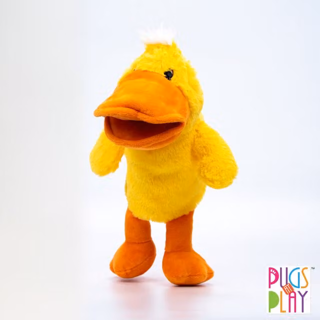 Pugs at Play Talking Duck Hand Puppet Toy in Yellow