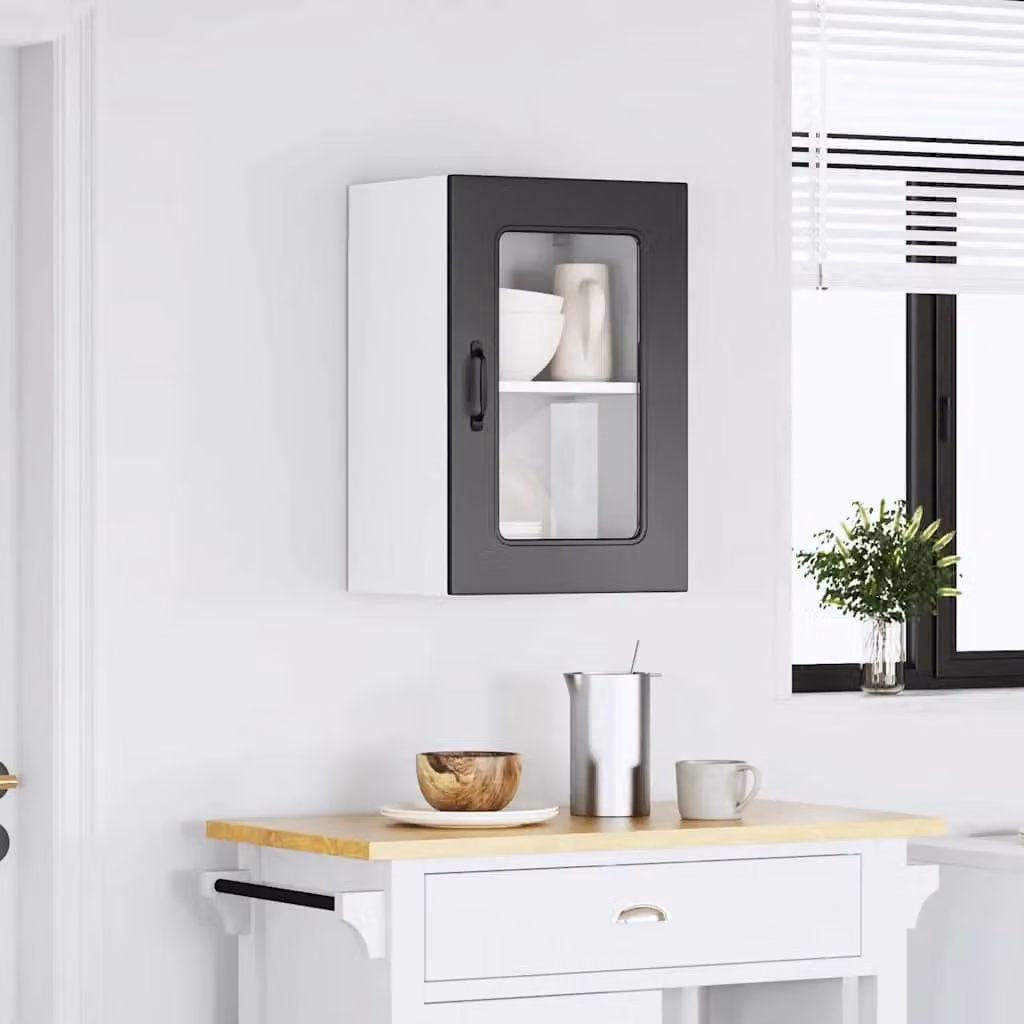 Berkfield Home Kalmar Modern Wall Mounted Kitchen Cabinet with Matt Black Glass Doors – 3