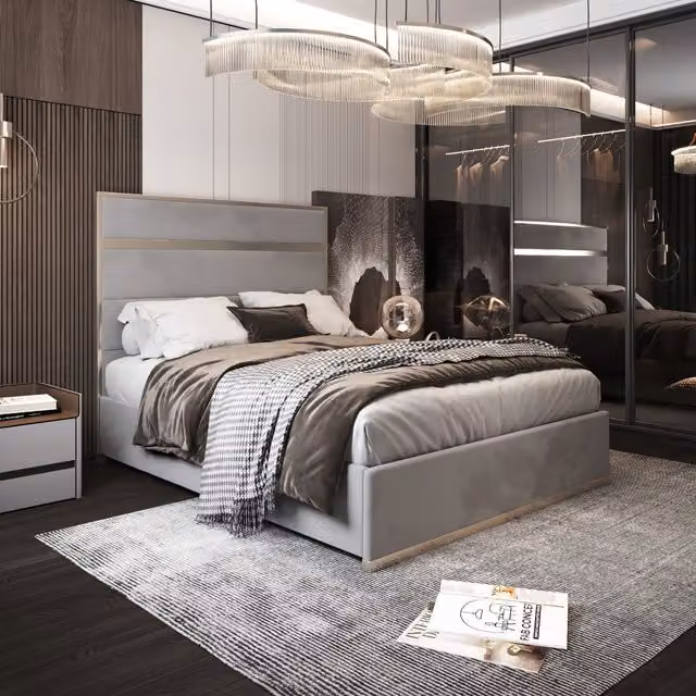 Comfyzone Grey Velvet Upholstered Metal Bed Frame, W/D/H: 180 x 200 cm