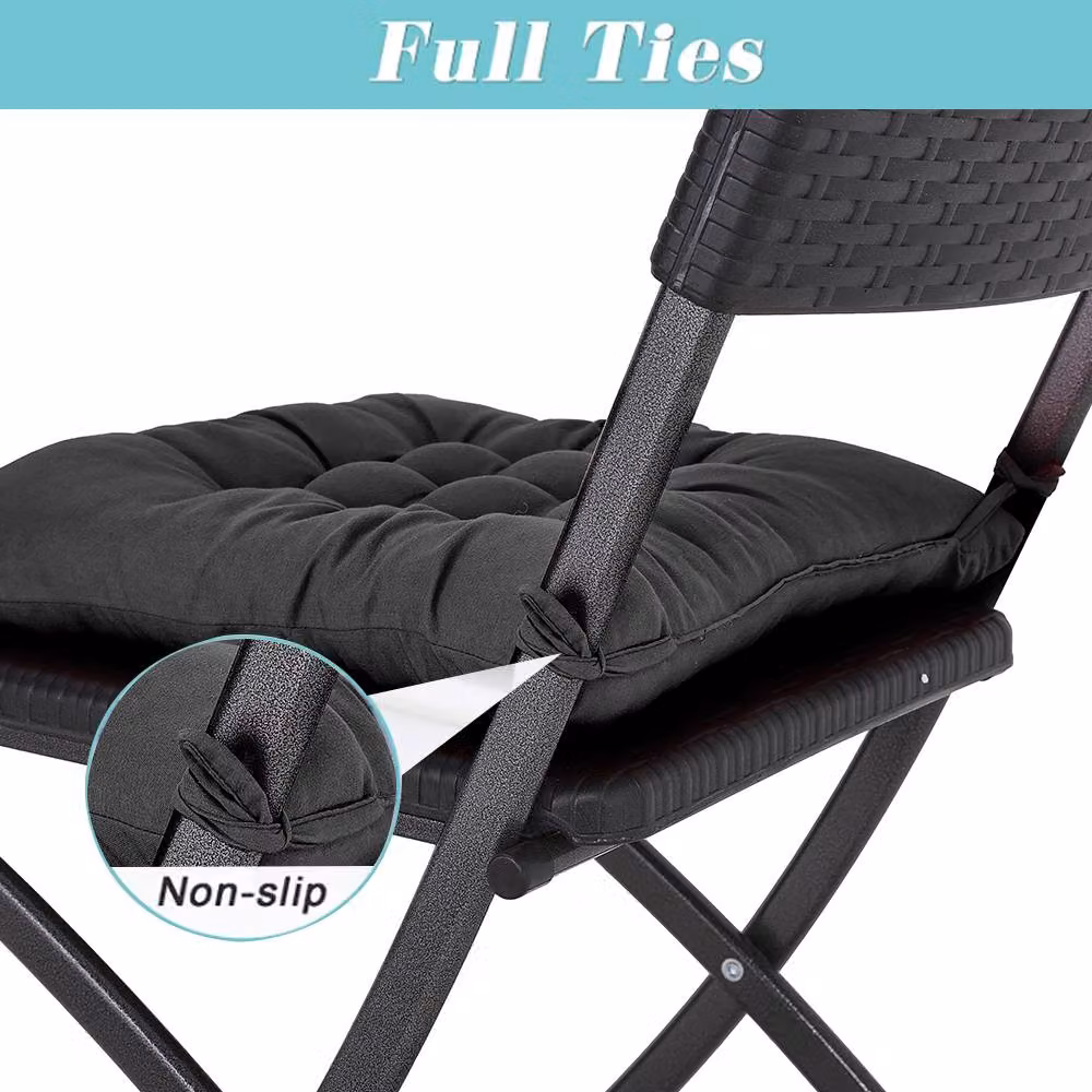 Garden Sanctuary 4-Piece Soft Thicken Tatami Seat Cushion Set in Black Polyester – 7