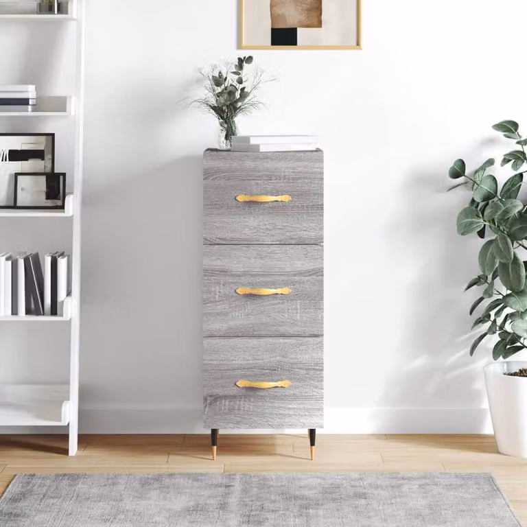 Berkfield Home Grey Sonoma Sideboard in Engineered Wood, W/D/H: 34.5 x 34 x 90 cm