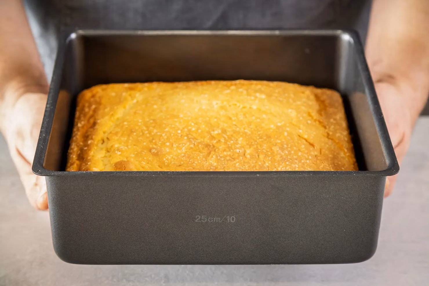 MasterClass Non-Stick Loose Base Square Carbon Steel Deep Cake Tin, Grey, 25 cm – 3