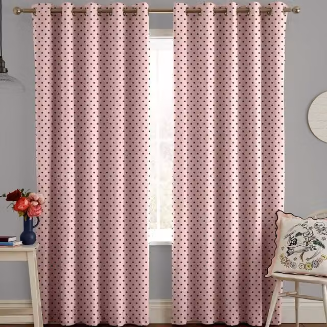 Cath Kidston Made to Measure Pink Dotted Blackout Cotton Eyelet Curtain