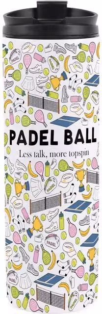 Purely Home Novelty Padel Travel Flask Reusable Stainless Steel Tumbler in Multicolour and White