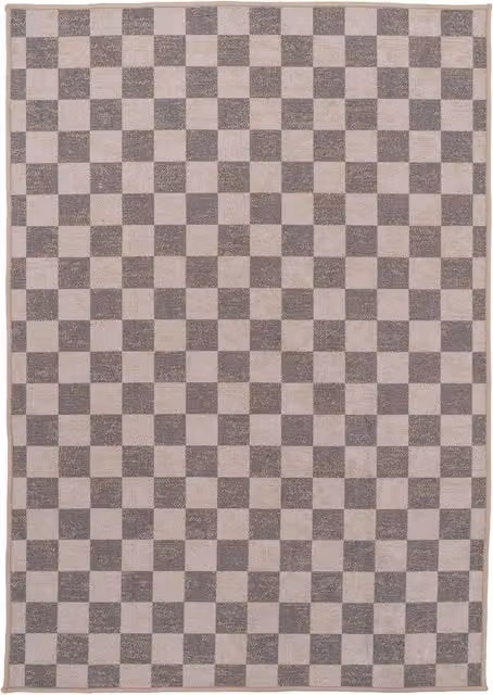 Kukoon Checkerboard Brown Jute and Cotton Blend Machine Washable Area Rug W: 80 cm, L: 300 cm – 1