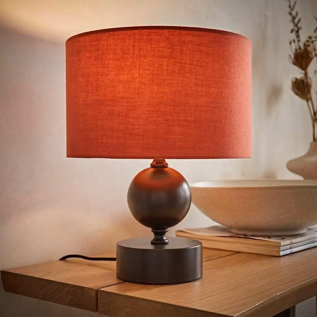 ValueLights Anthony Candlestick Table Lamp with Bronze Metal Base and Fabric Cylinder Shade