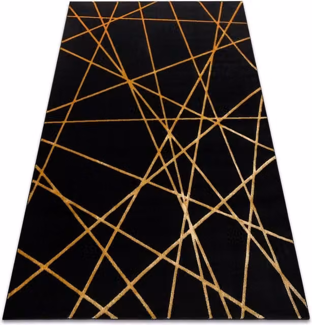 RugsX Gloss Geometric Art Deco Rug in Black and Grey, W: 140 cm, L: 190 cm – 1