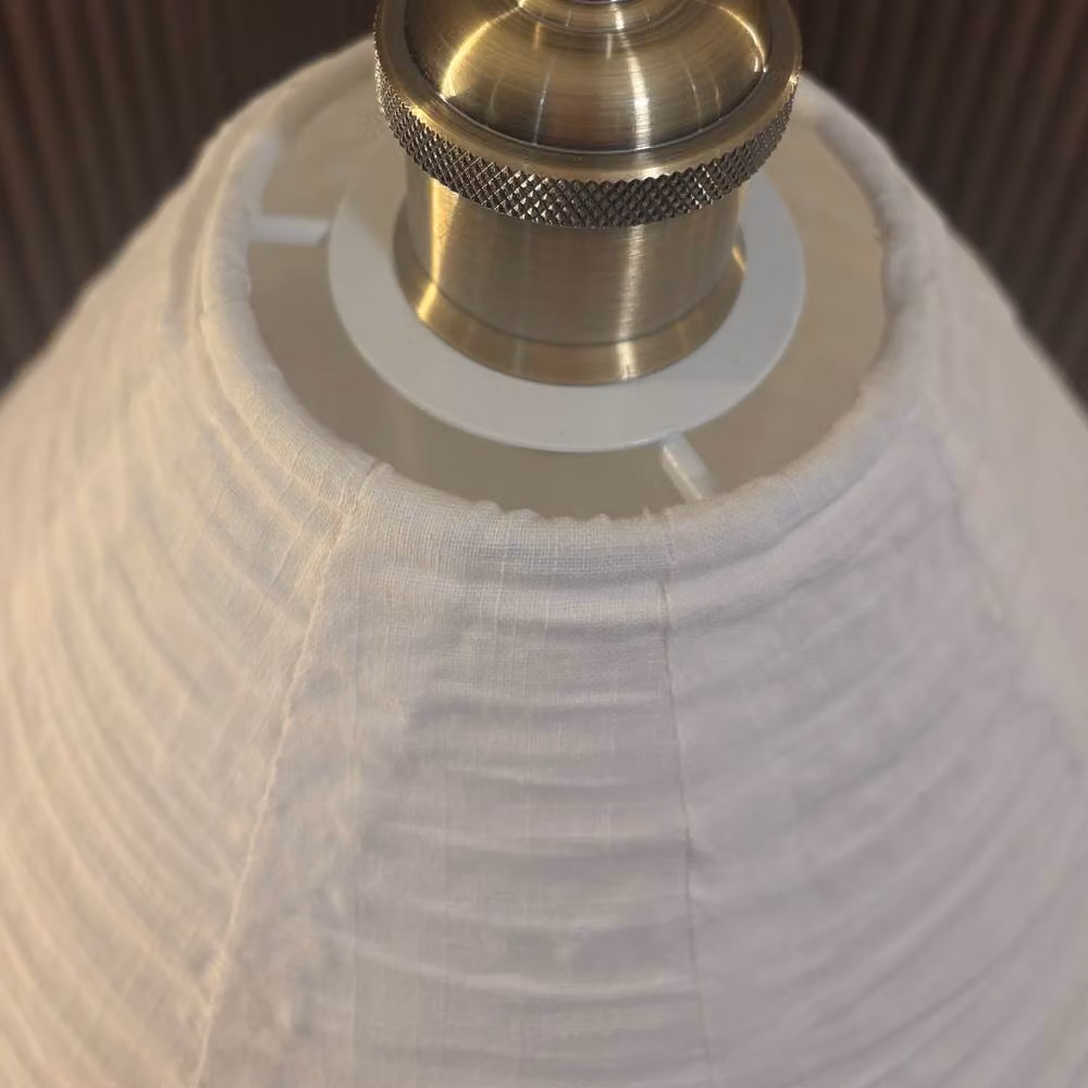 CGC Lighting Mabel Handmade White Linen Easy Fit Teardrop Lampshade, Scandinavian Minimalist Style, W/D/H: 40 x 40 x 20 cm – 3