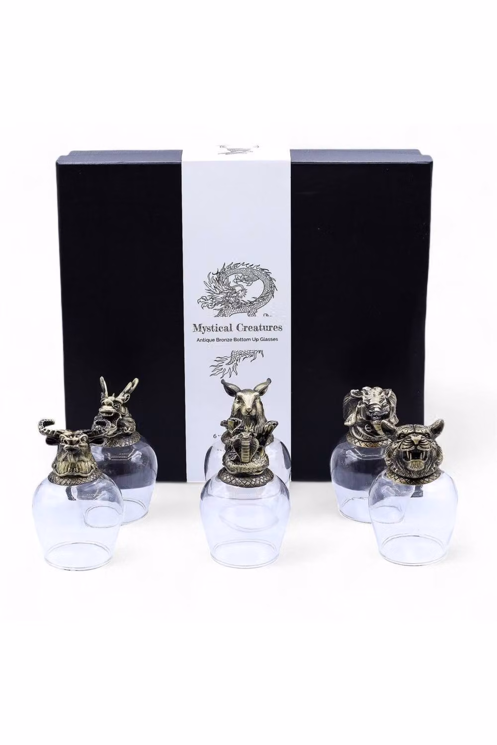 KDMD Mystical Creatures Shot Glass Gift Set of 6, 100ml, Antique Bronze and Transparent – 3