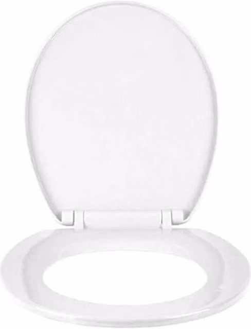 Pawnora Universal Oval Toilet Seat in White Plastic