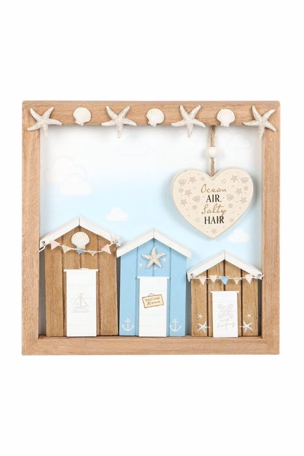 KDMD Ocean Air Salty Hair Beach Hut Wall Plaque, Brown Multicolour Nautical Wood Decor – 2