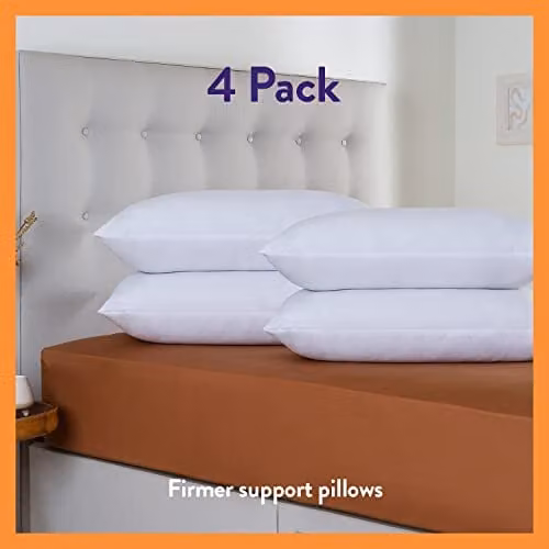 Slumberdown 4 Pack Climate Control Super Support Firm Side Sleeper Pillows in White, W/H: 74 x 48 cm – 4