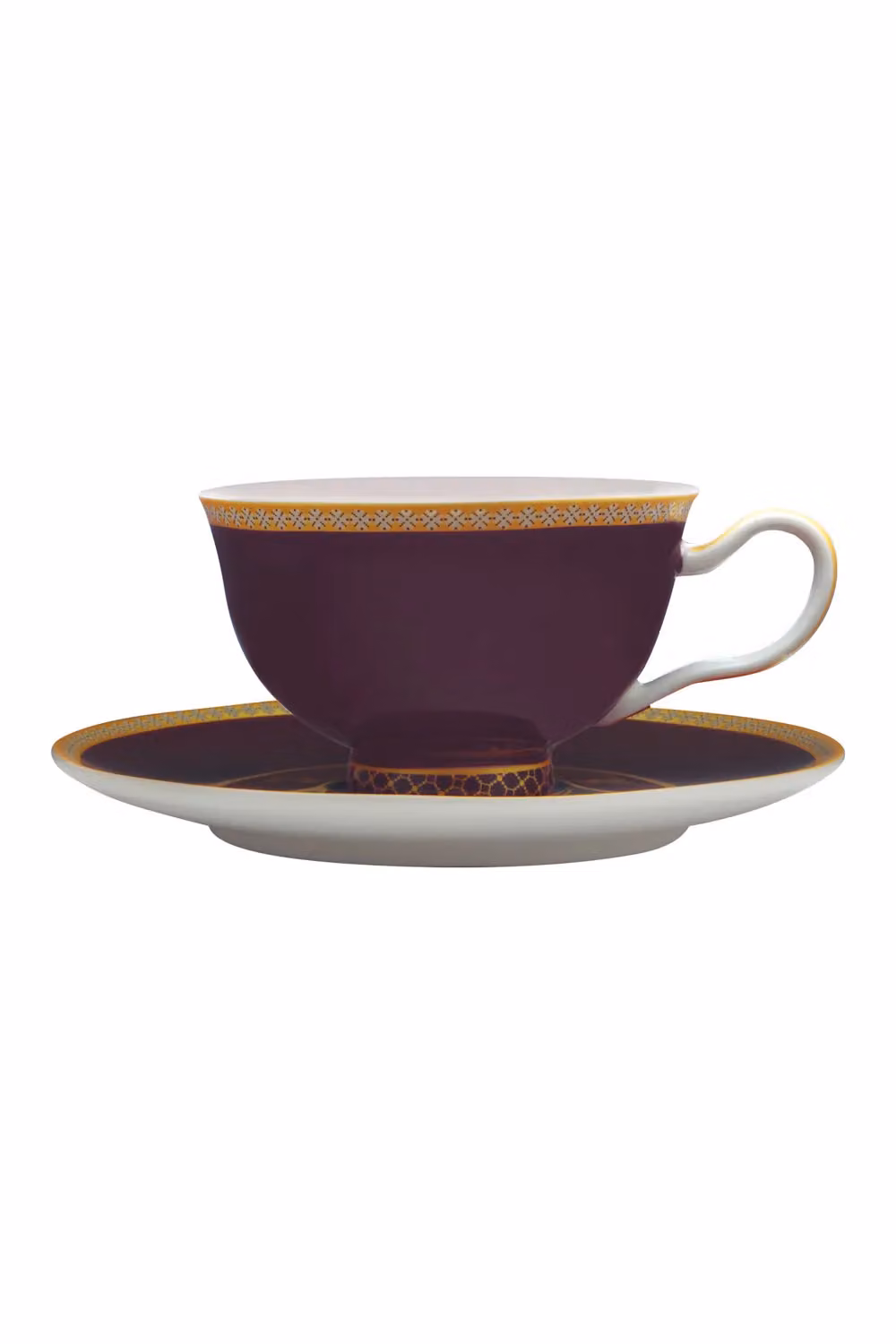 Maxwell & Williams Kasbah Violet Geometric Footed Tea Cup and Saucer, Purple, 200ml – 2