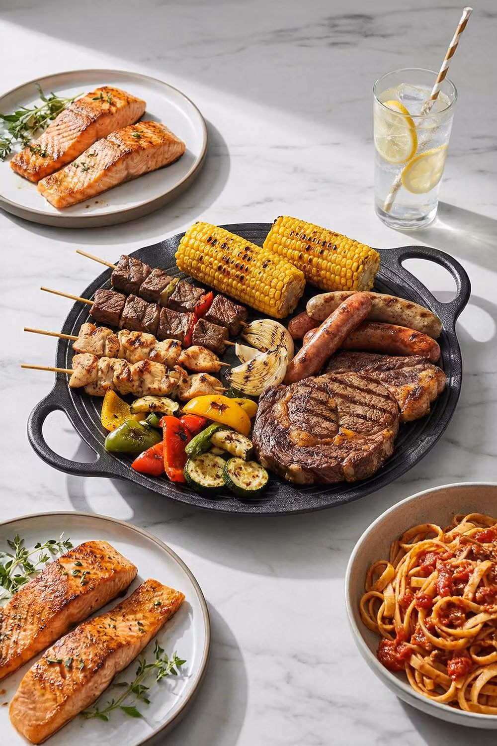 Garden Sanctuary Pre-Seasoned Round Cast Iron Grill Pan with Pouring Spout, Black, W/D/H: 48 x 40 x 40 cm – 2