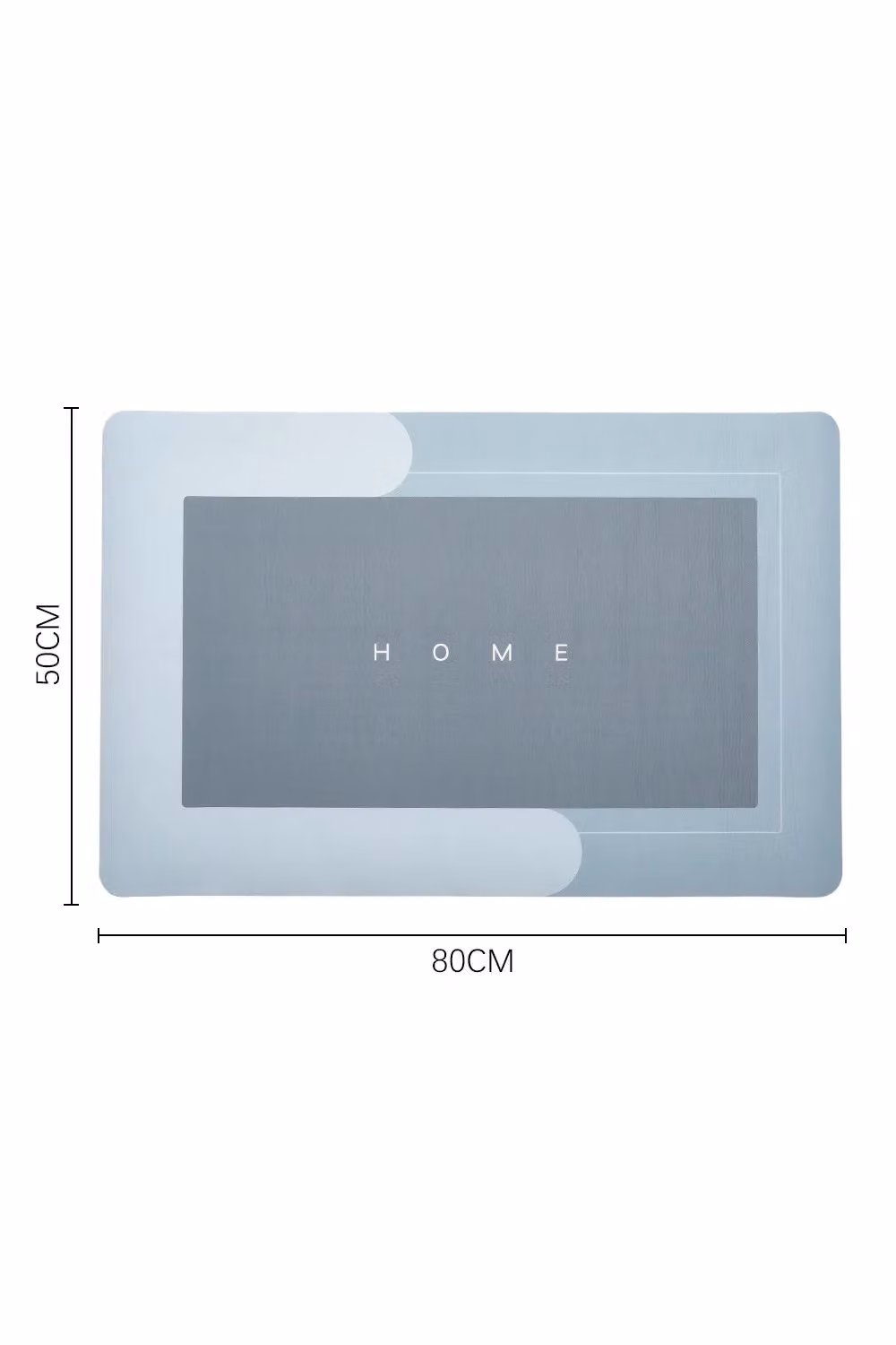 Living and Home Water and Oil Resistant Kitchen or Bathroom Mat, Blue, W/D/H: 80 x 50 x 1 cm – 2