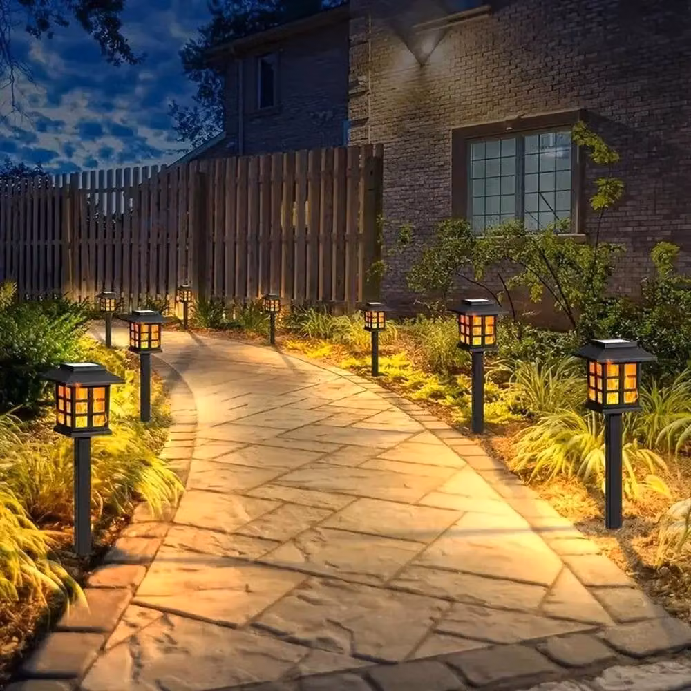 NESTLUNE Solar LED Flickering Flame Torch Stake Lights, Black – 5