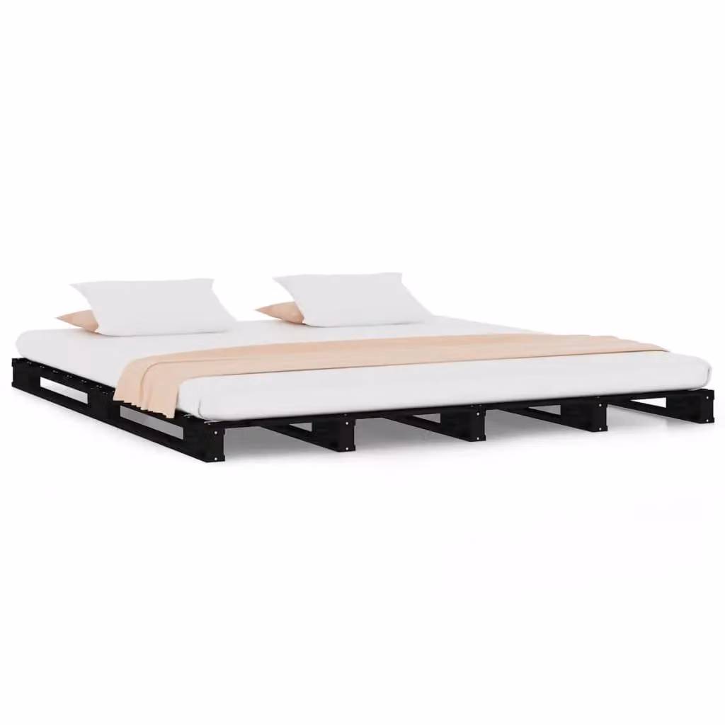 Berkfield Home Black Pine Wood Pallet Bed, Small Double, W: 120 cm, D: 190 cm – 2