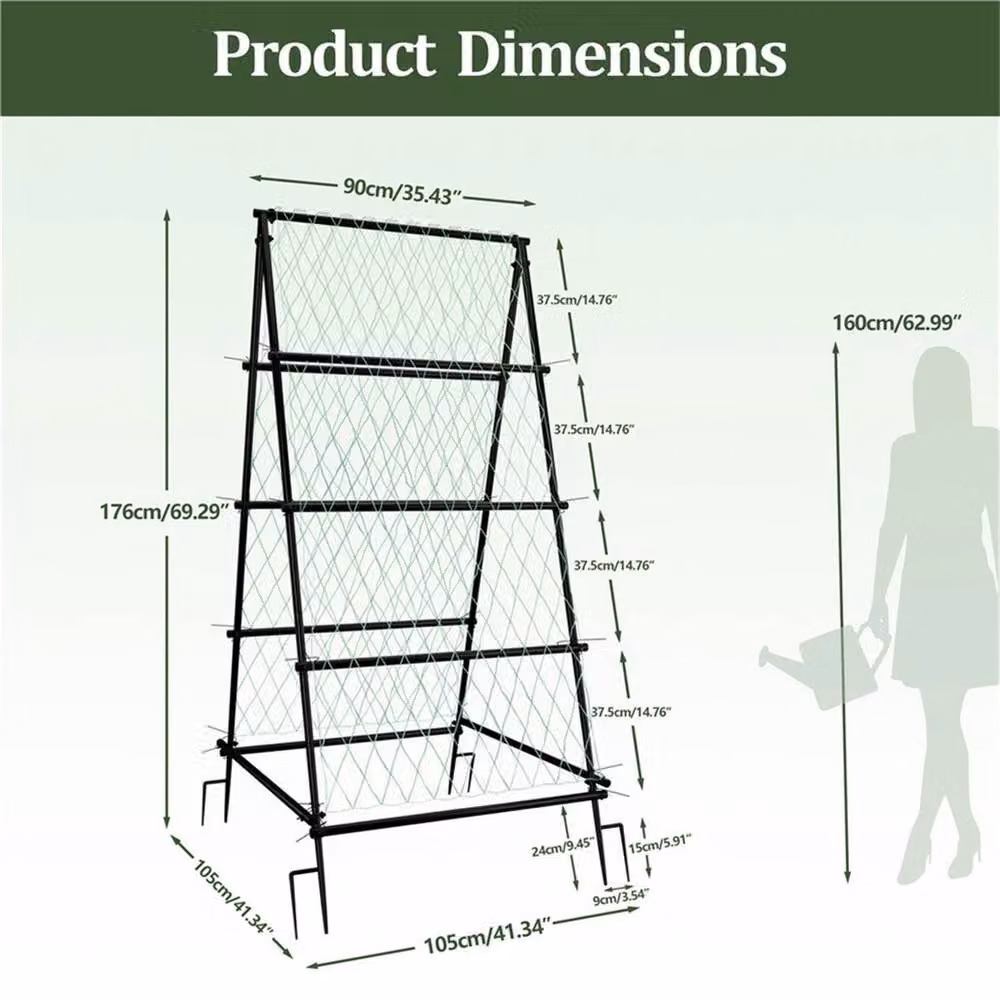 NESTLUNE Black A-Frame Garden Cucumber Grow Trellis Support, W/D/H: 100 x 15 cm – 2