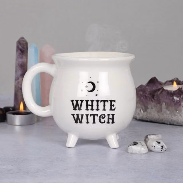 KDMD White Witch Cauldron Ceramic Mug in White