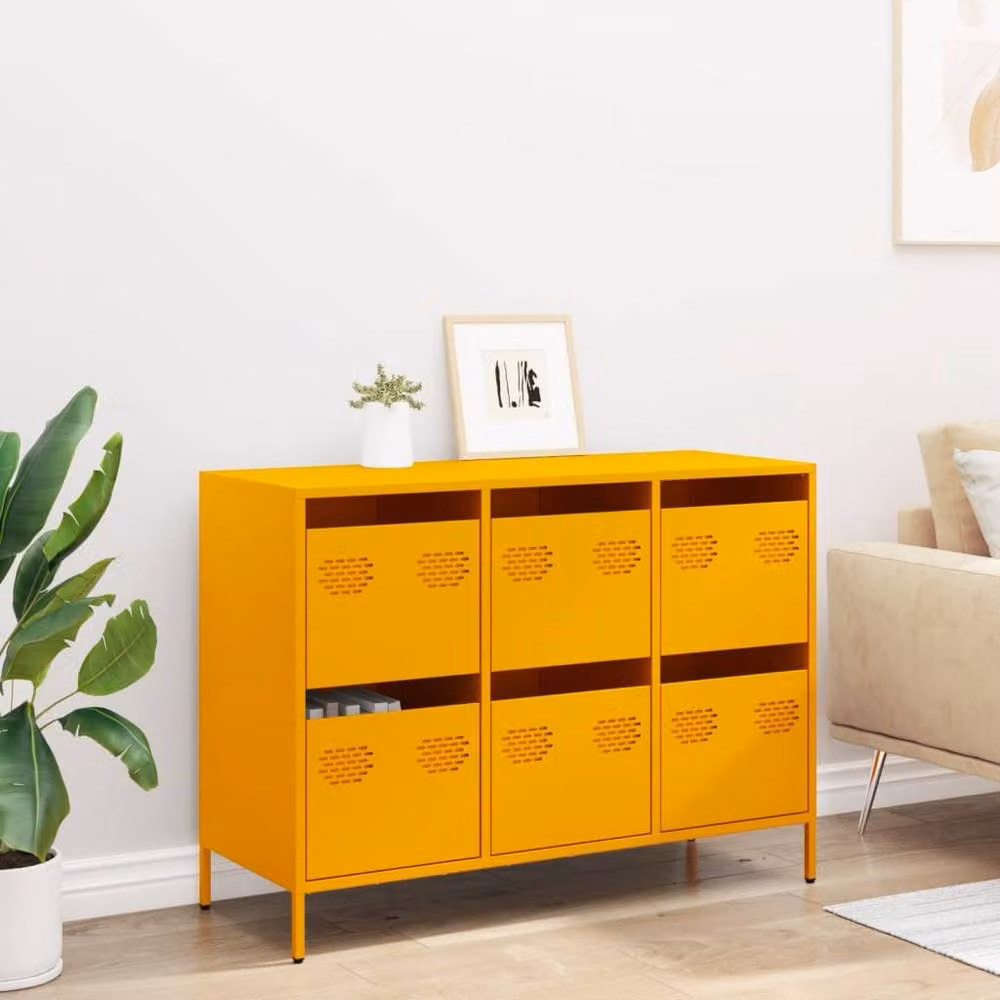 Berkfield Home Mustard Yellow Sideboard, W/D/H: 101.5 x 39 x 73.5 cm – 2