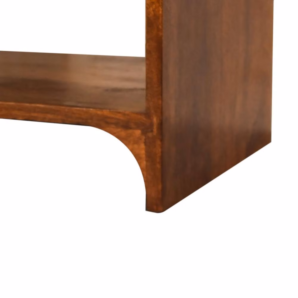 Wyld Haus Lanta Mango Wood Scalloped Bedside Table with Drawer in Brown, W/D/H: 35 x 45 x 50 cm – 6