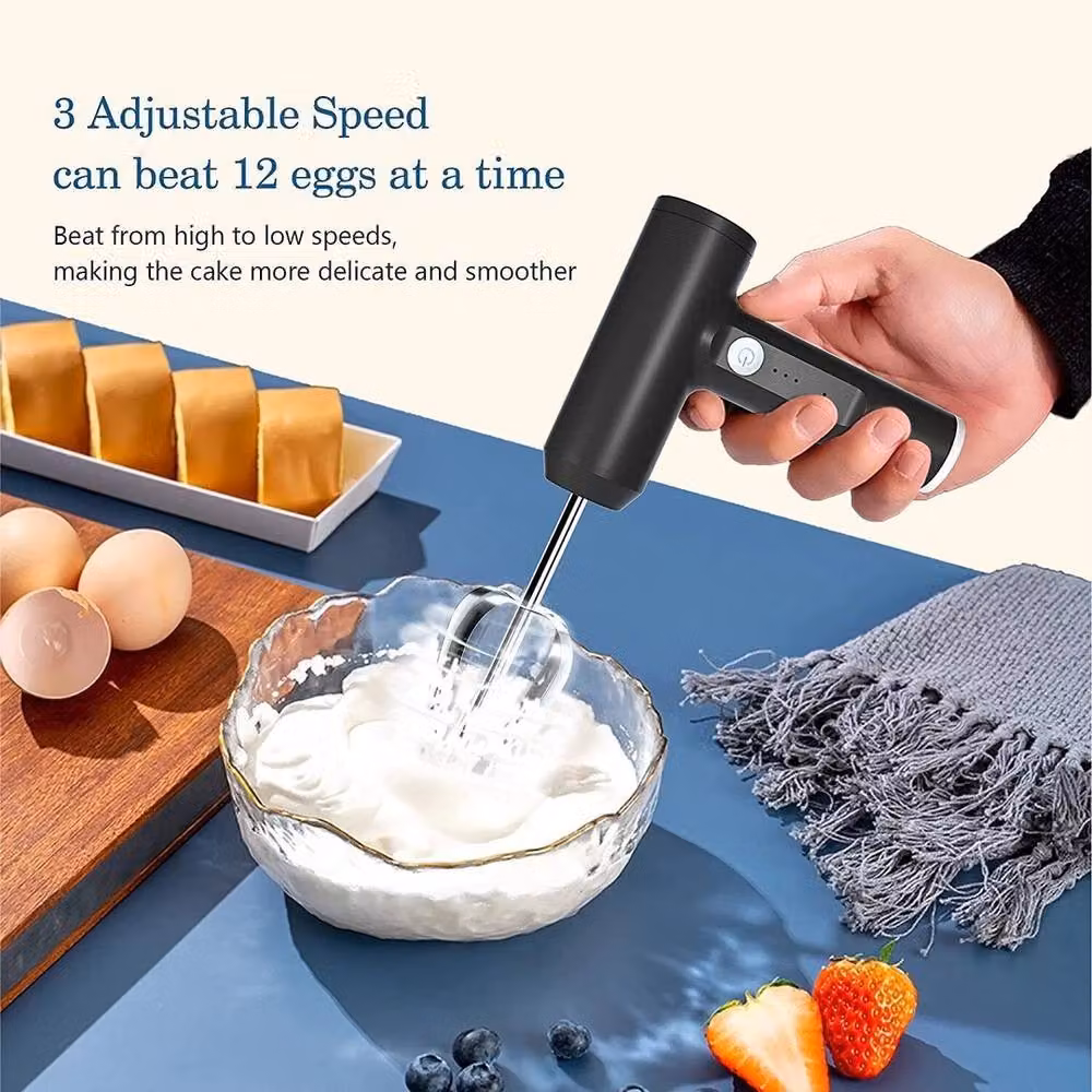 EONLION Cordless Rechargeable Electric Handheld Whisk and Egg Beater in Black – 3