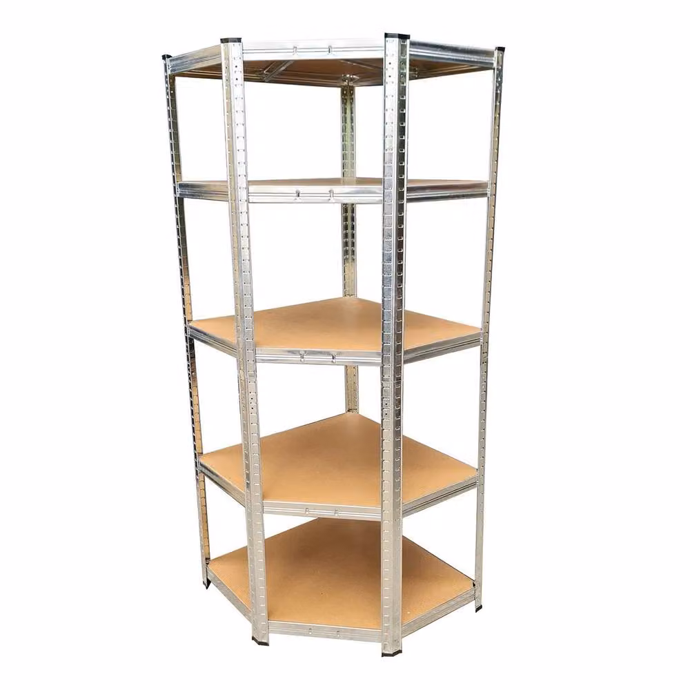 NESTLUNE Heavy Duty Corner Storage Rack in Brown with Adjustable Shelves – 2