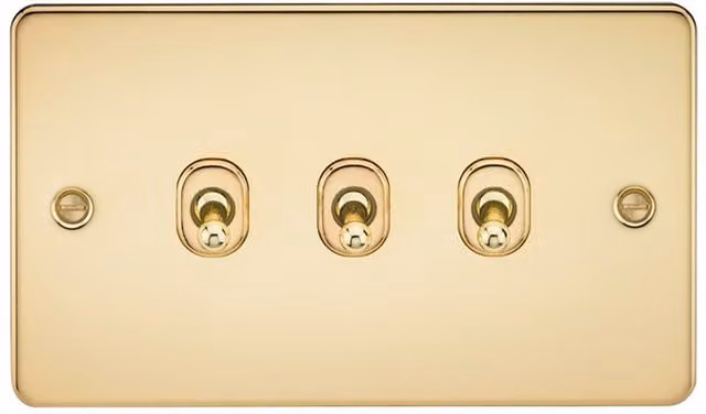 Knightsbridge Polished Brass 2-Way Toggle Switch with Flat Plate