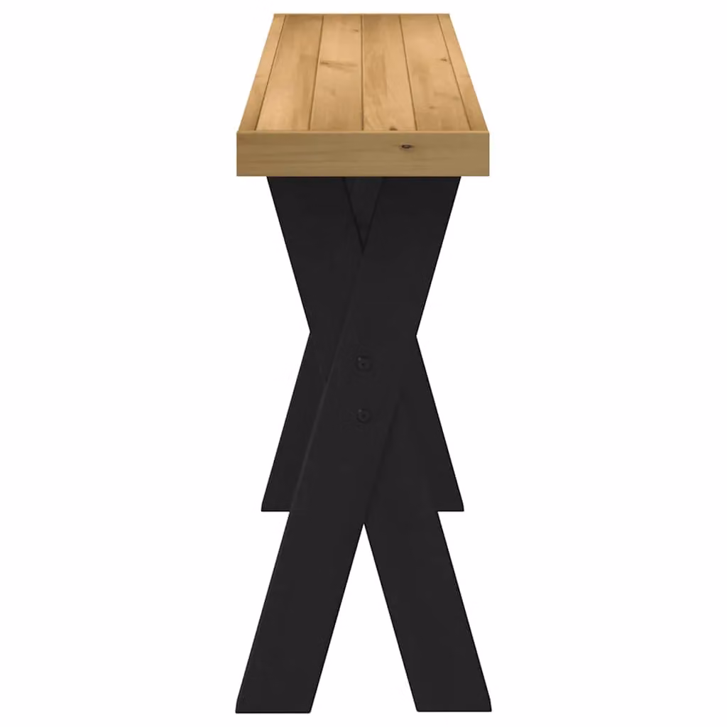 Berkfield Home NOAIN Console Table with X-Shaped Legs in Brown Solid Pine Wood, W/D/H: 120 x 30 x 75 cm – 2