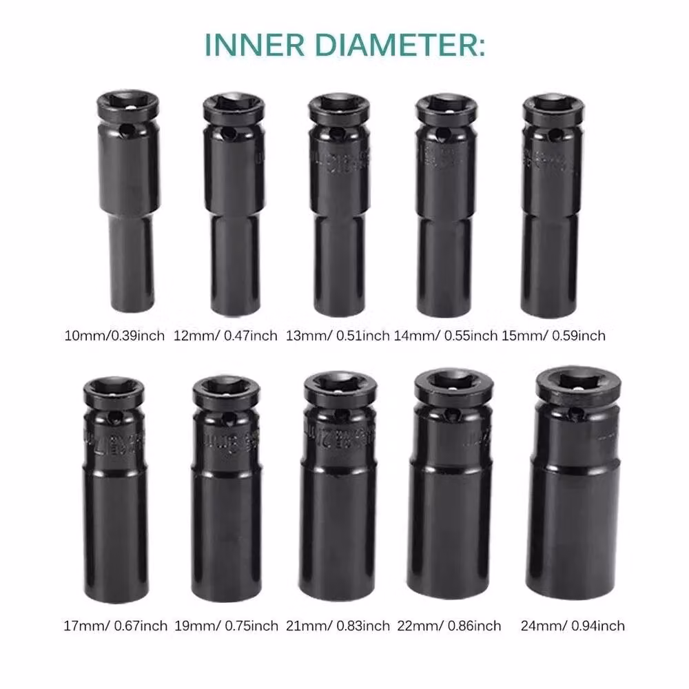NESTLUNE 10-Piece 1/2 Inch Drive 6PT Metric Deep Impact Socket Set, 10-24mm, Black – 4