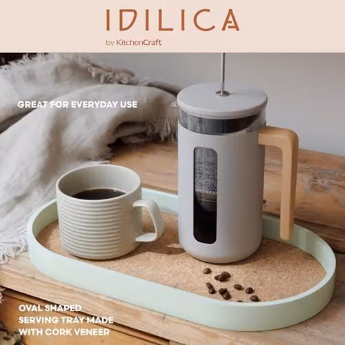 KitchenCraft Idilica Oval Serving Tray with Cork Veneer Base in Brown, W: 38 cm, H: 2 cm – 2