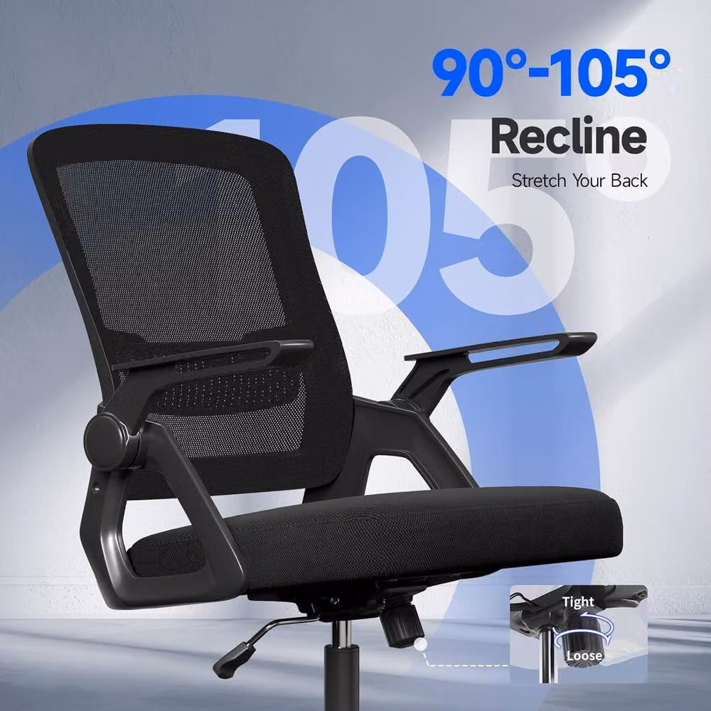Gartistgo Ergonomic Mesh Office Chair with Flip-Up Arms and Lumbar Support in Black – 3
