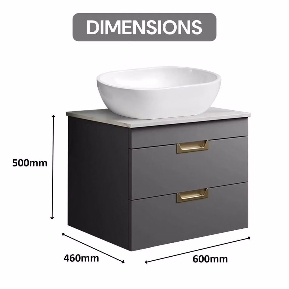 FORGEVIO Grey Modern Wall Mounted Bathroom Vanity Unit with Basin and Soft Close Doors – 2