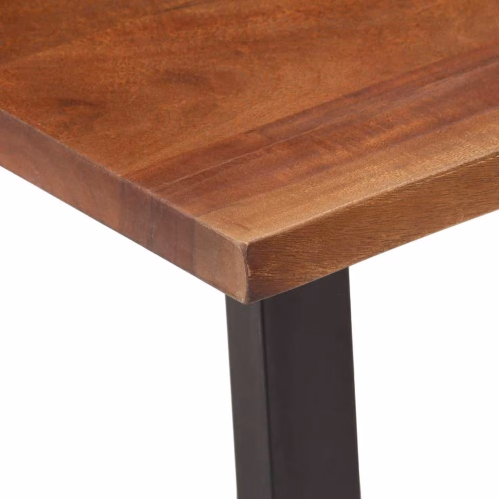Berkfield Home Beautiful Coffee Table in Honey Brown, Solid Acacia Wood with Live Edge and Industrial Metal Design, W/D/H: 110 x 55 x 40 cm – 4