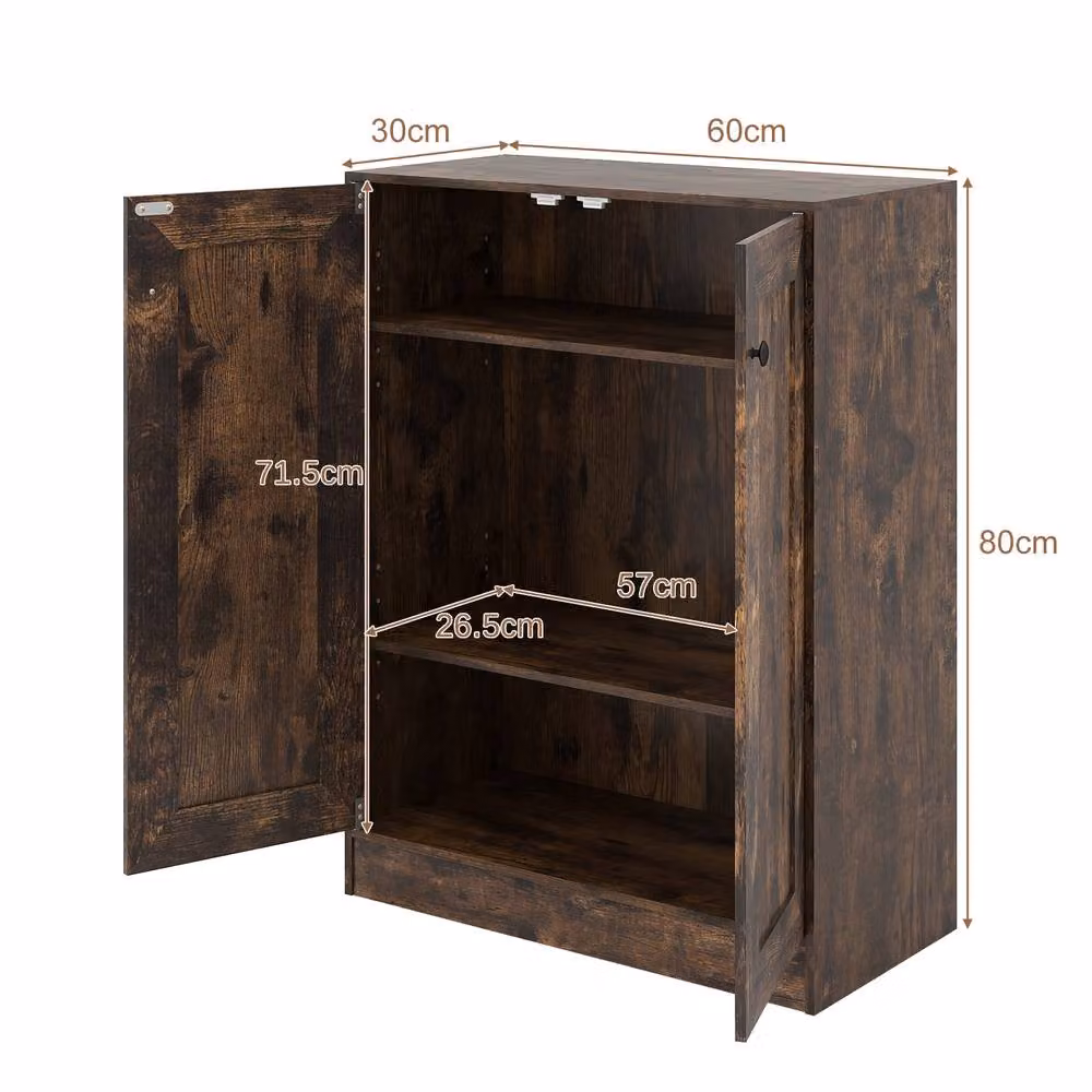 Costway Brown Wooden Freestanding Sideboard and Kitchen Cupboard with Doors – 2